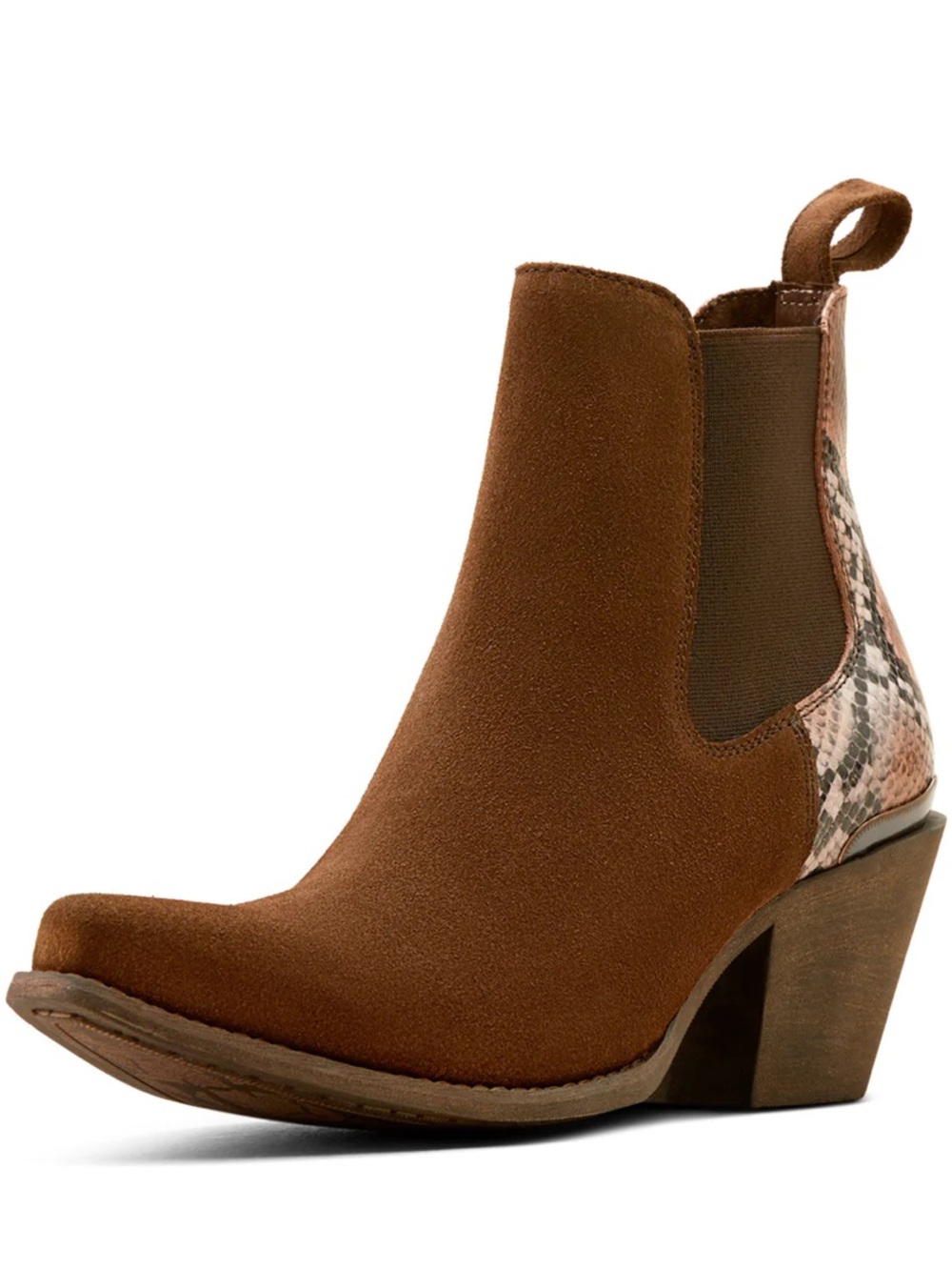 Ariat Bradley Western Coffee Desert Snake Suede Boots New! - Picture 7 of 14